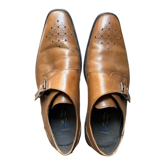 La Milano Chestnut Brown Leather Monk Strap Loafers Size 10 Men\'s Shoes main image 6